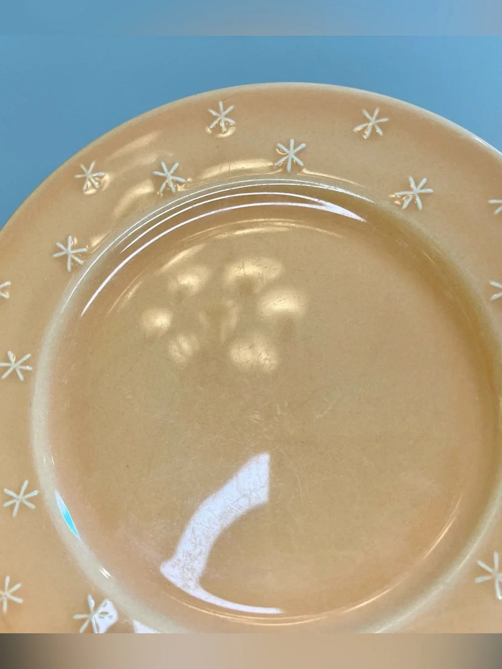 Waechtersbach Embossed Stars Salad Plate 8.25” Single (1) Orange Snowflakes-Read